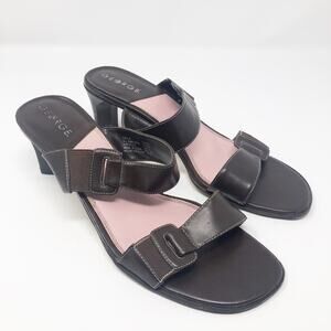 George Callie Strap Brown Heel Sandals Size 9.5